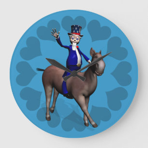Grande Horloge Ronde Oncle Sam Riding On Donkey