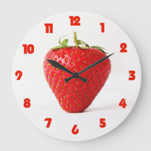 Grande Horloge Ronde One Red Strawberry Fat Red Numbers wccn