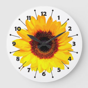 Grande Horloge Ronde Only a Sunflower Blossom + your text & ideas