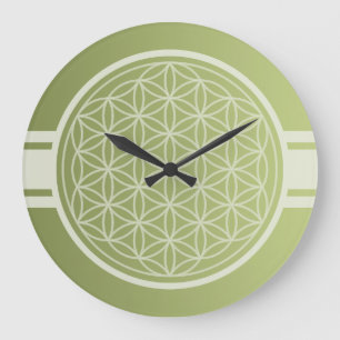 Grande Horloge Ronde ONLY COLOR gradients olive green - Flower of life