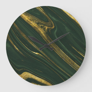 Grande Horloge Ronde Onyx Vert Luxueux : Marbre D'Or.