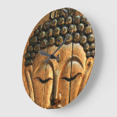 Grande Horloge Ronde Or Bouddha métallique (Angle)