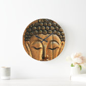 Grande Horloge Ronde Or Bouddha métallique (Maison)