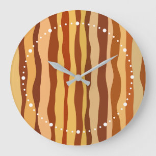 Grande Horloge Ronde Or Brun Sienne Orange Brûlé du Lever du Soleil du