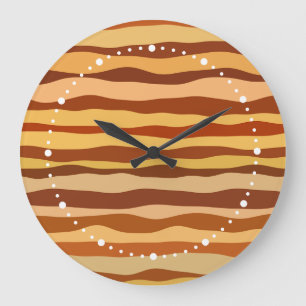 Grande Horloge Ronde Or Brun Sienne Orange Brûlé du Lever du Soleil du
