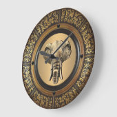 Grande Horloge Ronde Or de la tête d'éléphant (Angle)