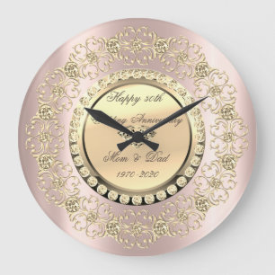 Grande Horloge Ronde Or Diamants Rose Gold 25e Anniversaire de Mariage