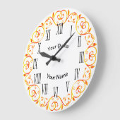 Grande Horloge Ronde Or n Vins rouges avec chiffres romains verticaux (Angle)