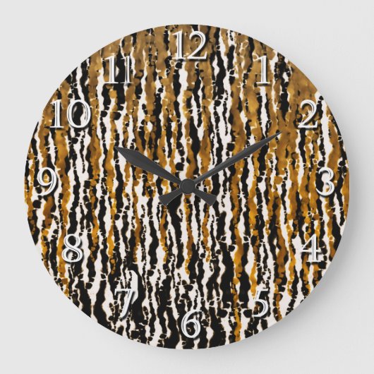 Grande Horloge Ronde Or & Noir Moderne Safari Pluie Jungle Glamour (Recto)