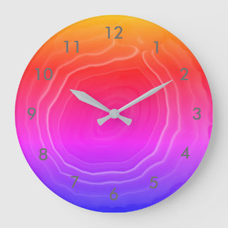 Grande Horloge Ronde Orange bleue de rose de tranche d'agate avec des