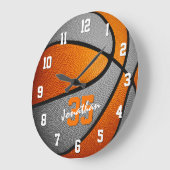 Grande Horloge Ronde orange boys girrball personalized (Angle)