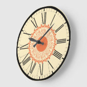 Grande Horloge Ronde Orange et Jaune, "tournesol" (Angle)