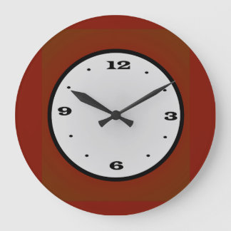 Grande Horloge Ronde Orange foncé avec centre blanc