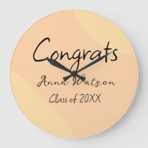 Grande Horloge Ronde Orange jaune abstrait congrès ajouter le nom