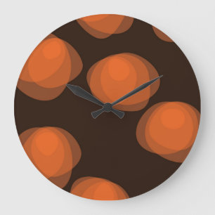 Grande Horloge Ronde Orange, moderne, cool, fleurs abstraites tendance
