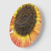 Grande Horloge Ronde Orange Sunflower Wall (Angle)