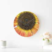 Grande Horloge Ronde Orange Sunflower Wall (Maison)