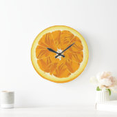 Grande Horloge Ronde Oranges amusant (Maison)