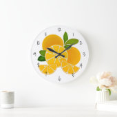 Grande Horloge Ronde Oranges orange agrumes (Maison)