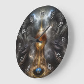 Grande Horloge Ronde Orbe D'Art Fractal Léger (Angle)