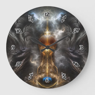 Grande Horloge Ronde Orbe D'Art Fractal Léger