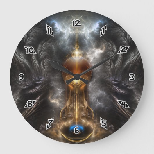 Grande Horloge Ronde Orbe D'Art Fractal Léger (Recto)