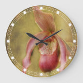 Grande Horloge Ronde Orchidée à feuilles longues (Recto)