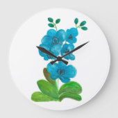 Grande Horloge Ronde Orchidée bleue (Recto)