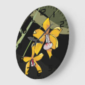 Grande Horloge Ronde Orchidée jaune Fleur tropicale Botanique (Angle)