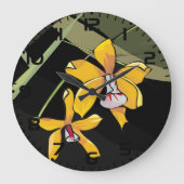 Grande Horloge Ronde Orchidée jaune Fleur tropicale Botanique (Recto)