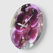 Grande Horloge Ronde Orchids de Dark Purple (Angle)