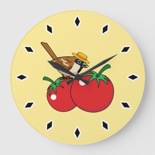 Grande Horloge Ronde Organic lover Sparrow Eating Red Tomato (Recto)