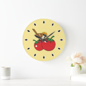 Grande Horloge Ronde Organic lover Sparrow Eating Red Tomato (Maison)