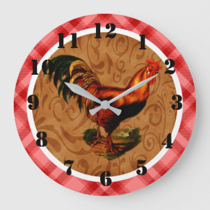 Grande Horloge Ronde Organisation rustique du coq de campagne