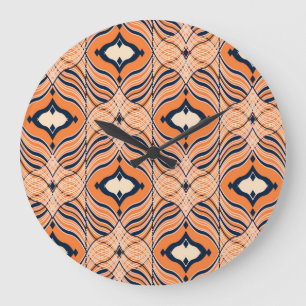 Grande Horloge Ronde Oriental Seamless : Ornement orange noir