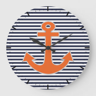 Grande Horloge Ronde Original Embroidery Anchor Capitaine Nautical