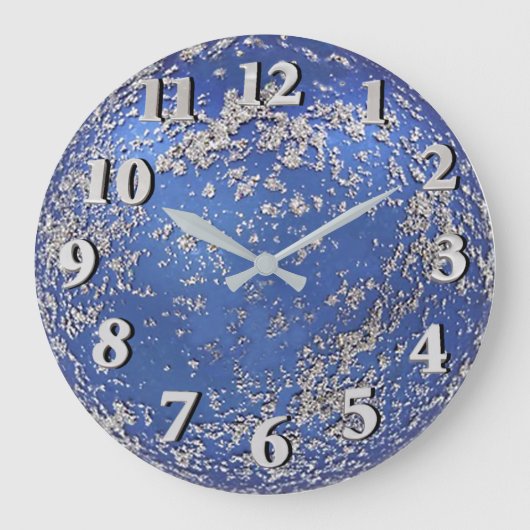 Grande Horloge Ronde Ornement en bleu et en argent (Recto)
