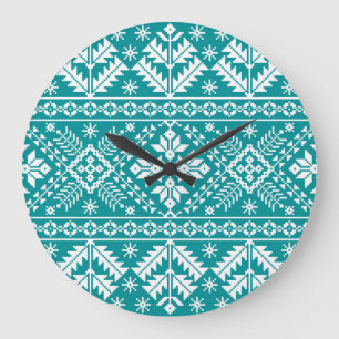 Grande Horloge Ronde Ornement Ethnique Folk Ukrainien