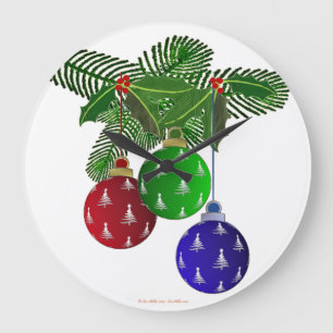 Grande Horloge Ronde Ornements Colorés pour l'Arbre de Noël