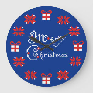 Grande Horloge Ronde Ornements de Norvégien de Joyeux Noël