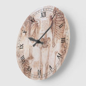 Grande Horloge Ronde Os de squelette de Léonard de Vinci, anatomie huma (Angle)