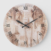 Grande Horloge Ronde Os de squelette de Léonard de Vinci, anatomie huma (Recto)
