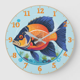 Grande Horloge Ronde Oscar Nageant À Travers L'horloge Murale De La Mer