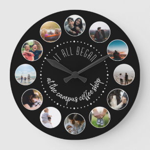 Grande Horloge Ronde Où tout a commencé l'amour Histoire Photo Collage