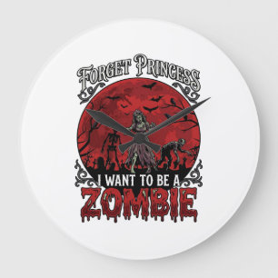 Grande Horloge Ronde Oublier Princesse Zombie Lune de Sang Cimetière Ch