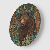 Grande Horloge Ronde Ours brun rétro boho (Angle)