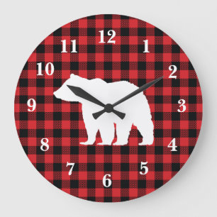 Grande Horloge Ronde Ours de Buffalo Vérifier Wilderness Cabine Jeu Ore