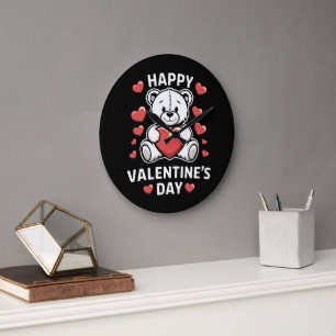 Grande Horloge Ronde Ours de la Saint-Valentin Joyeuse vday
