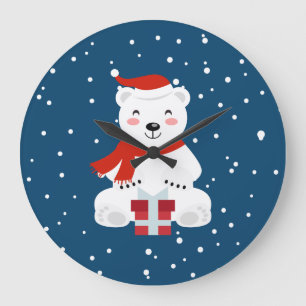 Grande Horloge Ronde Ours de neige de Noël