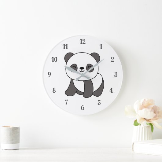 Grande Horloge Ronde Ours de panda animal mignon (Maison)